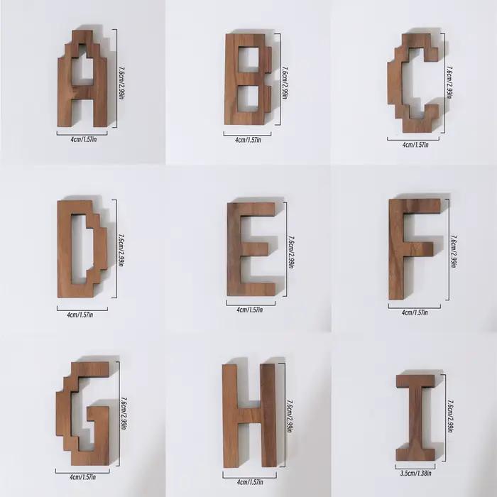 Jeu de noyer noir Style Pixel lettres en bois anglais chiffres mur bricolage combinaison gratuite décor