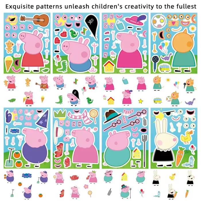 Autocollants de Puzzle Assemblage Peppa Pig Dessin Animé Accessoires Anime Cadeaux Bricolage Occasions Familiales Éducatifs