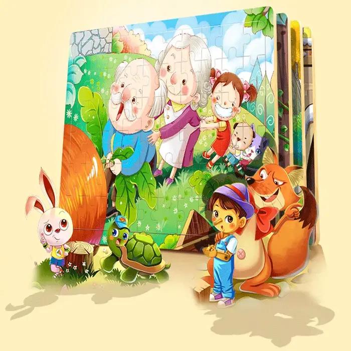 Puzzle en bois de dessin animé pour enfants de 2 à 6 ans
