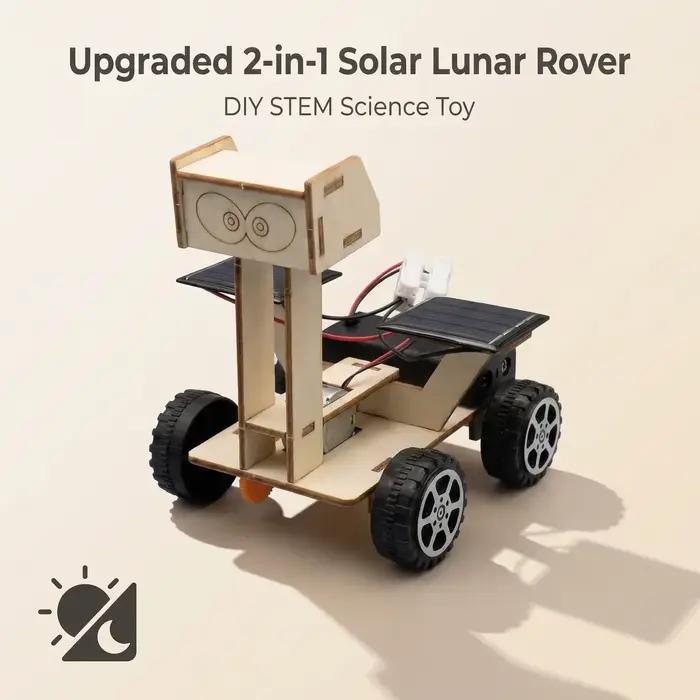 Kit de modèle de puzzle 3D en bois de buggy lunaire à énergie solaire