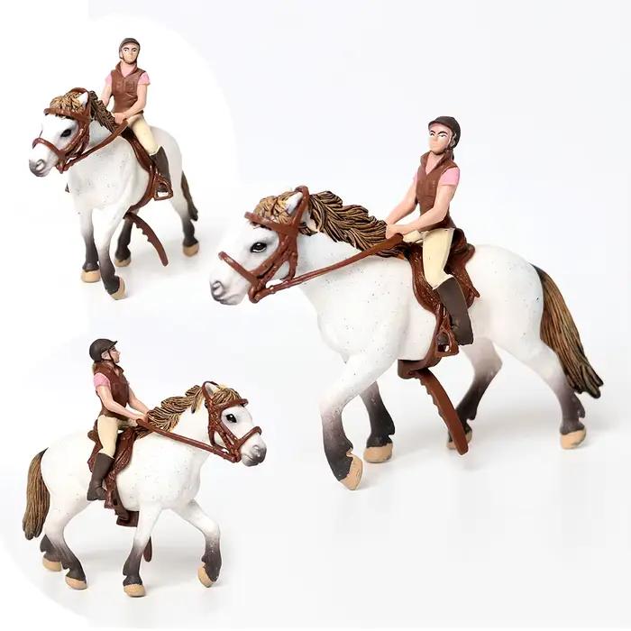 Cheval Playset Figurines d'animaux cavalier équestre figurine d'action ferme animaux en plastique jouet chevaux roman