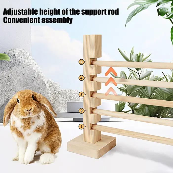 Barre de saut en bois pour lapin, obstacle d'entraînement réglable en hauteur, jouet pour petits animaux, jeux d'entraînement pour habitat animalier