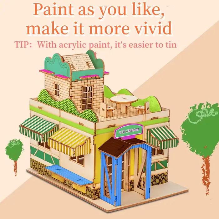 Kit de construction de maison miniature en bois à l'échelle 1:25