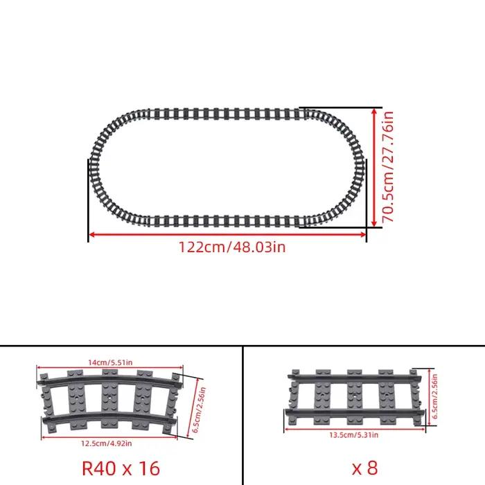 Briques de ville Train pièces de Construction flexibles chemin de fer R56 R72 R88 R104 pistes courbes ovales blocs