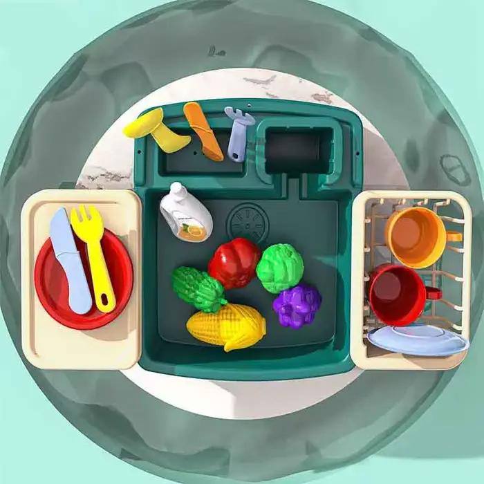 Ensemble de jeu d'évier de cuisine pour enfants avec eau courante