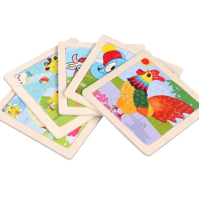 Puzzles en bois colorés animaux et véhicules pour enfants apprentissage éducatif cadeau pour garçons filles occasions spéciales