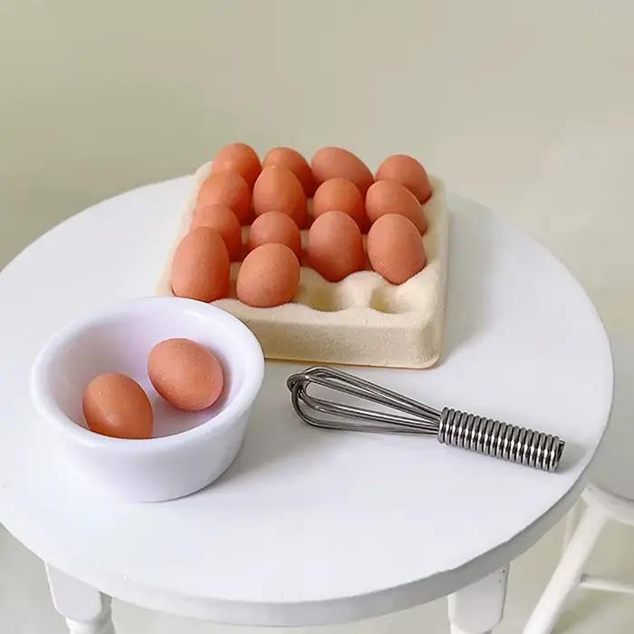 1/4/17 pièces oeuf avec plateau maison de poupée cuisine jouet