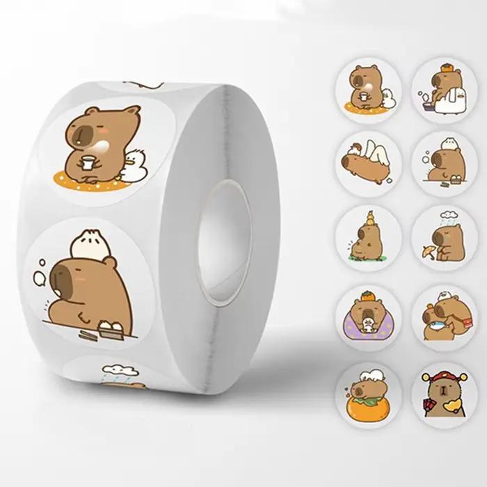 500 autocollants/rouleau Capybara mignons