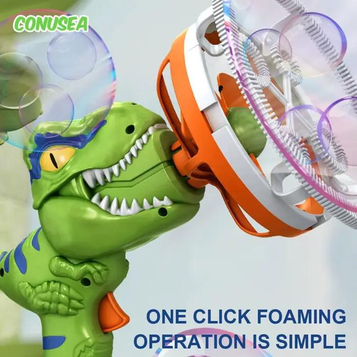 Pistolet à bulles électrique 2 en 1, grandes bulles, dinosaure, jouet pour enfants, jeux interactifs en plein air pour garçons et filles