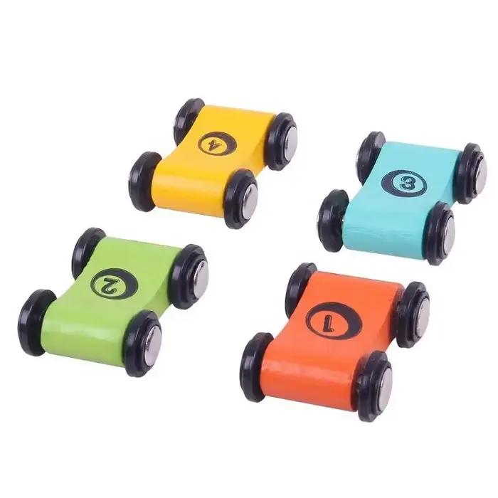 1/4 pièces enfants en bois glisse voiture jouet rampe course toboggan piste Mini