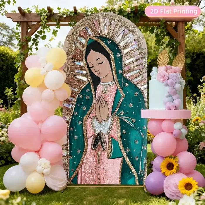 VIKAMA Portrait de Notre-Dame de Guadalupe avec un arrière-plan en arche élégant - Parfait pour les mariages et la décoration des fêtes - Décoration murale