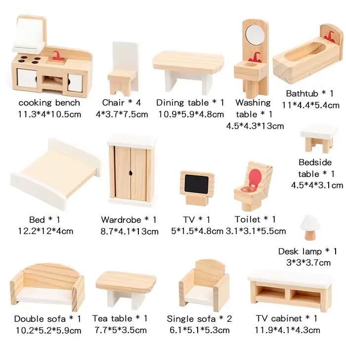 Meubles Miniatures en Bois Éducatifs Pour Jeux d’Imitation Enfants Occasions Spéciales Développement Cognitif Jeu Social