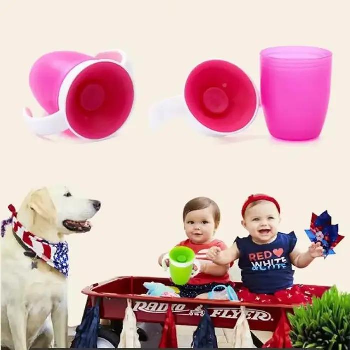 Gobelet d'apprentissage bébé avec double poignée couvercle rotatif 360 degrés étanche pour 0-1 ans 1-2 ans 3-6 ans occaions spéciales
