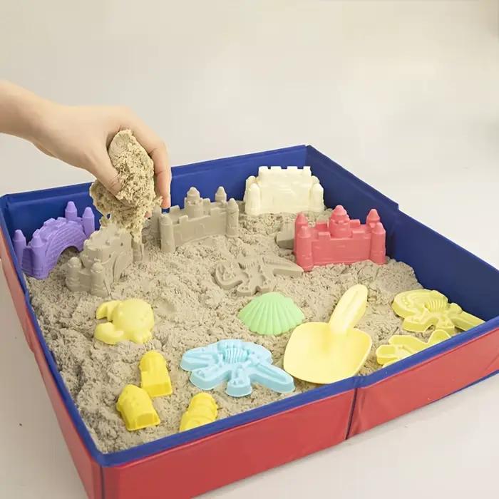 Plateau de sable Portable, bac sensoriel pliable, conteneur pour enfants en bas âge, plateau en tissu d'activité pour jouets de perles de sable