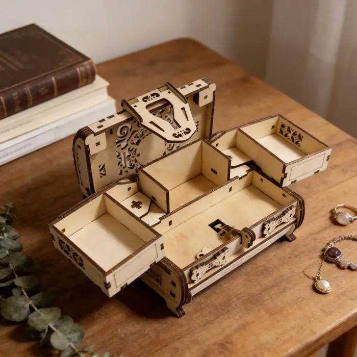 1 boîte à bijoux puzzle 3D en bois