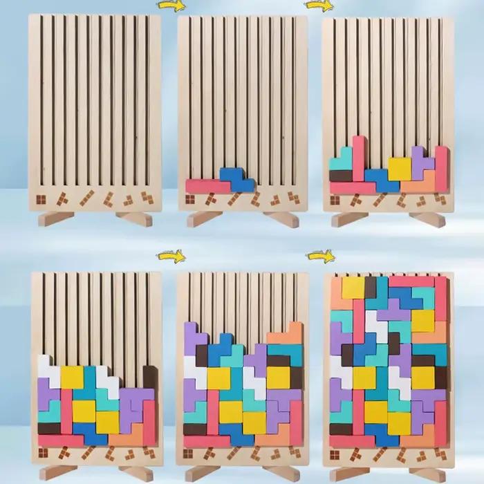 Puzzle 3D en bois, blocs de construction
