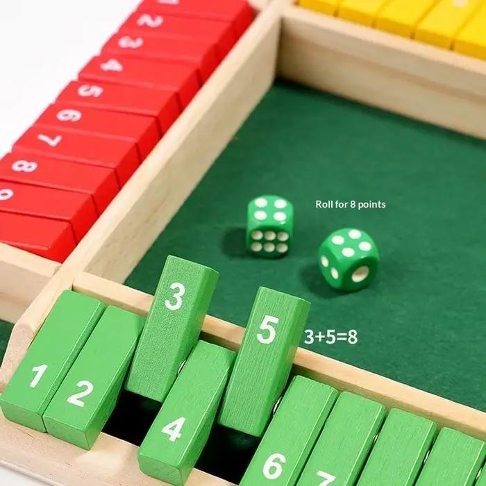 Jeu de dés mathématiques en bois à 4 faces avec tuiles numériques