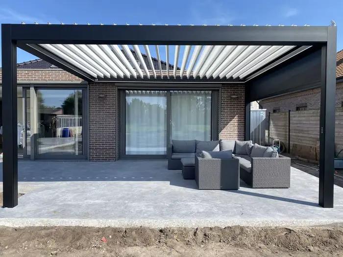 Pergola pare-soleil extérieure 3x6 4x6, Pergolas à persiennes en aluminium motorisé électrique étanche, Kit de toit de Pergola bioclimatique, Gazebo