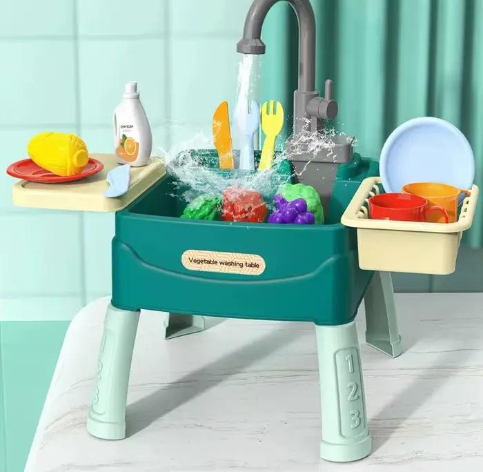 Ensemble de jeu d'évier de cuisine pour enfants avec eau courante