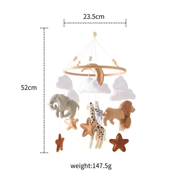 Mobile musical pour berceau avec boite à musique, ours en feutre doux, hochet suspendu, jouet suspendu pour nouveau-né, décoration de chambre d'enfant, stimulation visuelle et auditive, cadeau de naissance, univers enchanté pour bébé