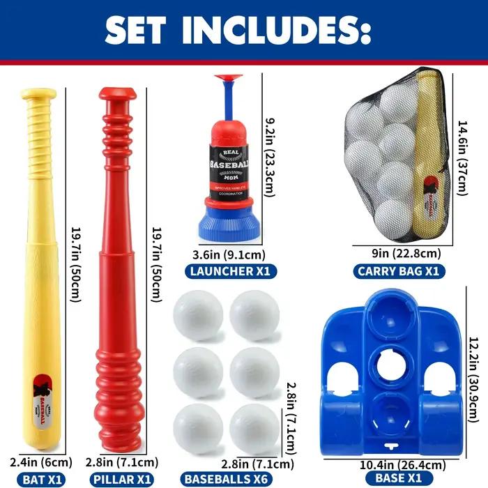 MQUDUO Ensemble de frappe de baseball 2-en-1 pour garçons et filles, support de frappe réglable avec batte et balles pour l'entraînement et le jeu