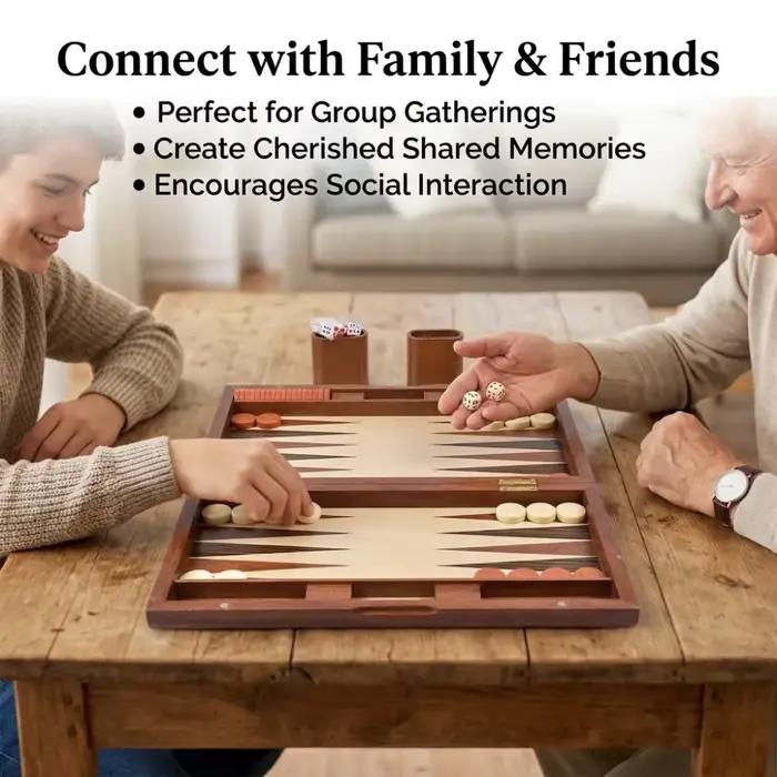 Jeu de backgammon classique avec plateau pliable et étui en cuir
