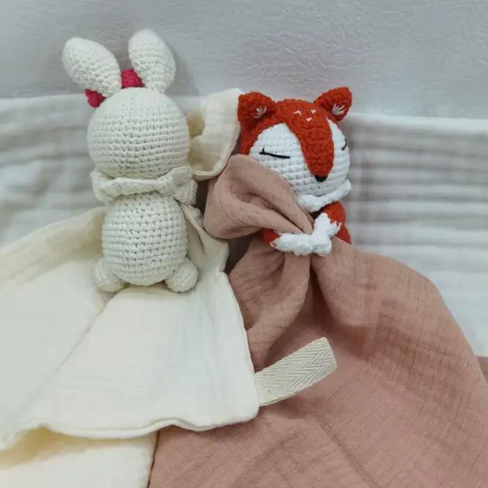 Bébé sucette apaiser serviette bavoir doux lapin ours éléphant dormir poupée dentition nourrissons confort