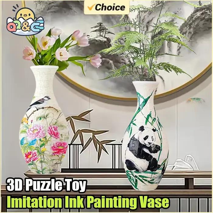 Vase à fleurs Puzzle Panda en porcelaine 3D, Design en plastique, décoration de la maison et Arrangement floral, pendaison de crémaillère, jouets pour enfants, cadeaux