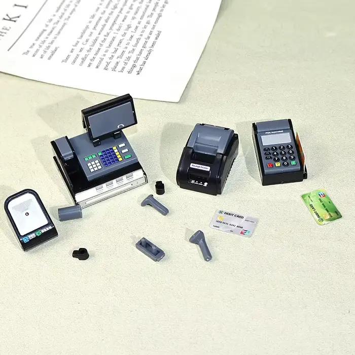 Ensemble de modèles de simulation de caisse enregistreuse pour mini-supermarché et magasin de proximité avec accessoires de scène pour maison de poupée