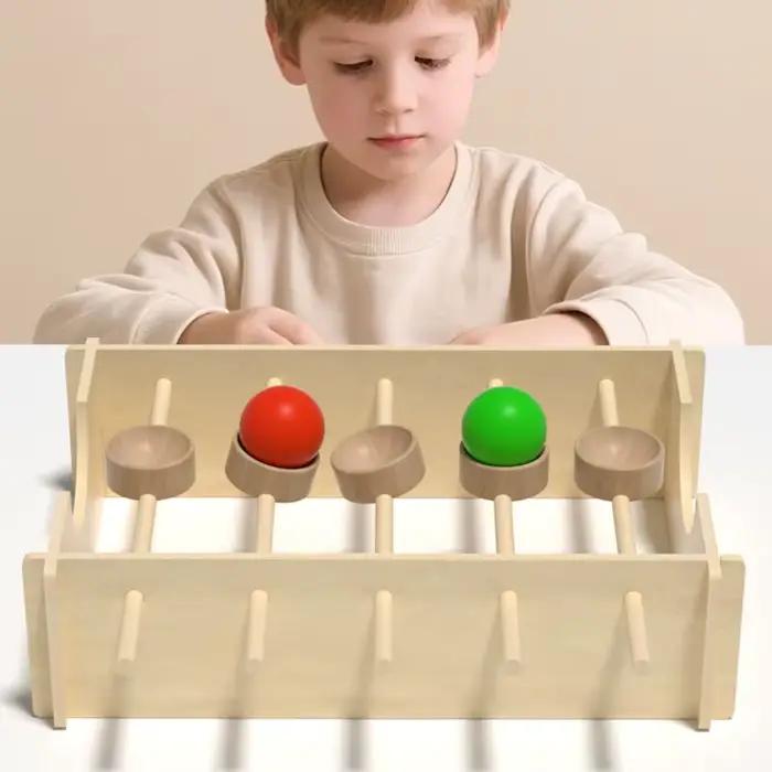Jeu de course sur marbre rotatif en bois-jouet interactif d'équilibre et de coordination développe le raisonnement spatial et la motricité fine