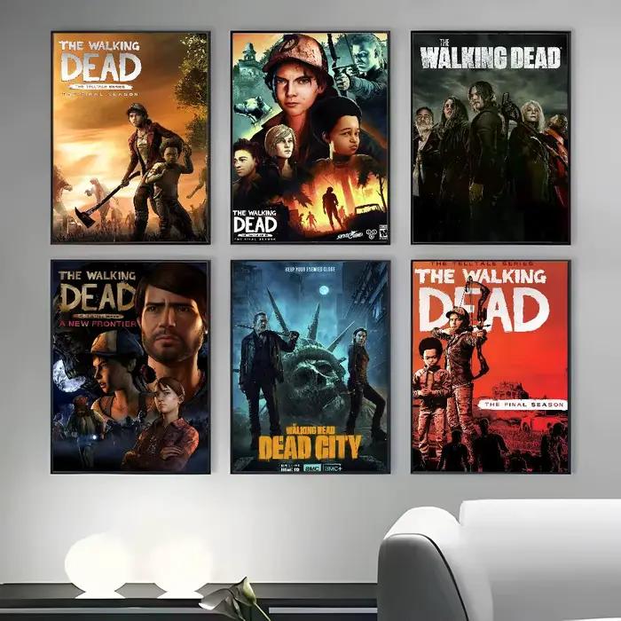Affiche de saison Game The Walking Dead, impression d'art mural collant, imperméable, décor esthétique pour la maison, le salon, le Bar