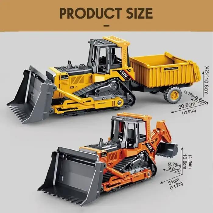 Pelle chariot élévateur ingénierie camion tracteur modèle voiture en plastique moulé sous pression Double tête Bulldozer jouet voiture véhicule inertiel garçon jouet