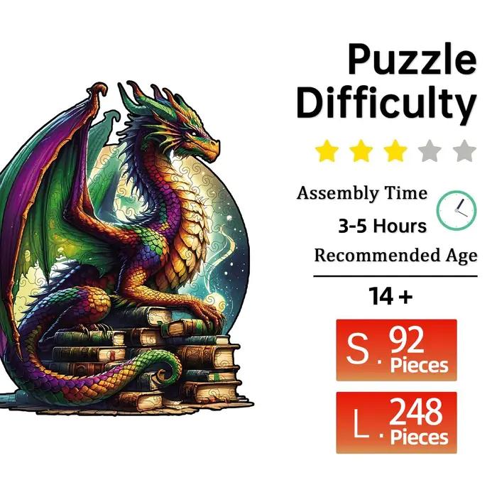 Puzzle en bois pour adultes, puzzles de dragon magique, cadeaux de vacances spéciaux pour amis, famille, décoration de maison d'art moderne