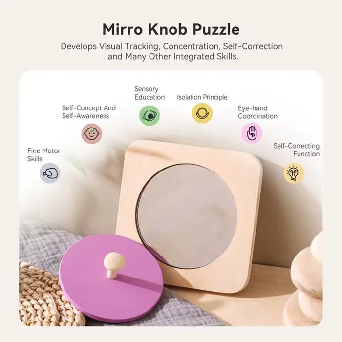 Kit de jeu Montessori Mirror Peekaboo Knob Puzzle Medium Spinning Drum Ball Toys