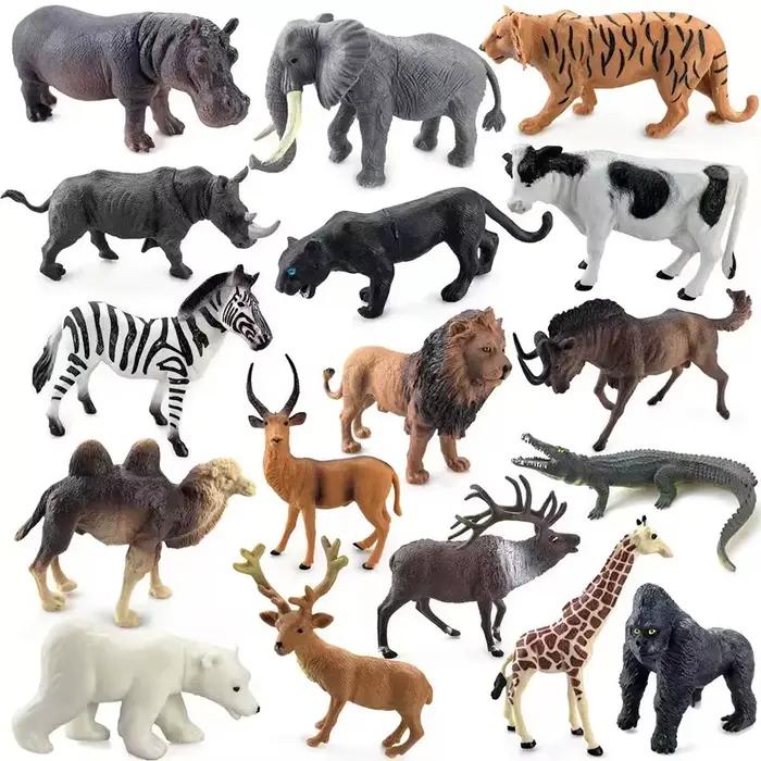 Jouet pour enfant Simulation Animal sauvage éléphant Lion Graffe ours brun Figurines d'action faune cerf Sika