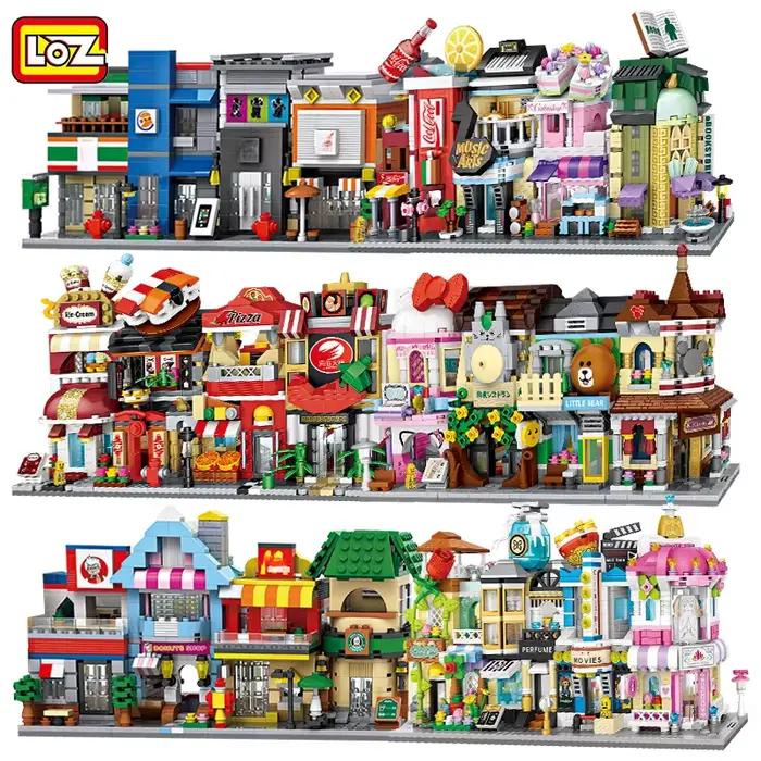 LOZ blocs idées amusantes Mini magasin de rue jouet petite fleur Pisa boutique Brinquedos MOC maison de ville briques de construction de nourriture cadeaux pour filles