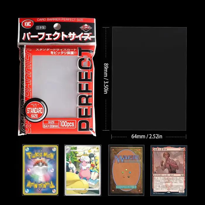 64x89mm manchon de carte barrière jeu de société KMC clair Pokemon taille parfaite manchons de cartes cartes à collectionner ajustement Standard Transparent extérieur