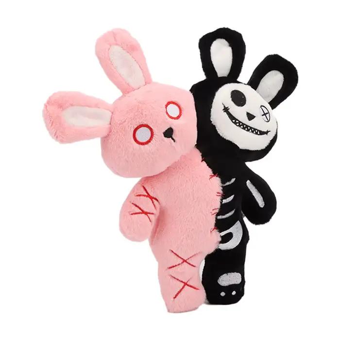 Lapin en peluche tête de mort à double tête pour enfants