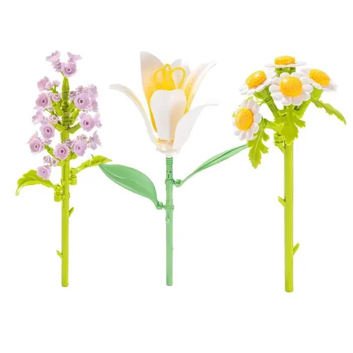 Kit de blocs de construction de fleurs et de plantes pour enfants