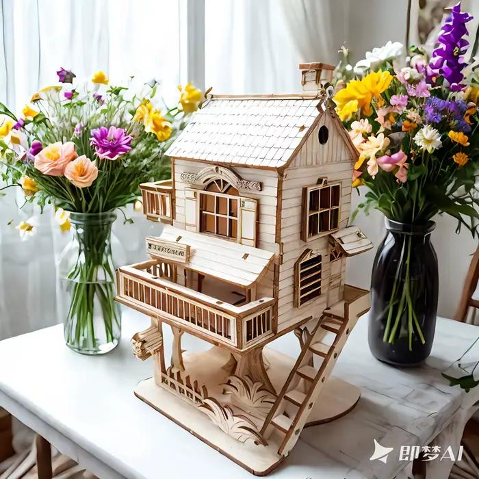 Puzzle stéréo 3D, maison dans les arbres