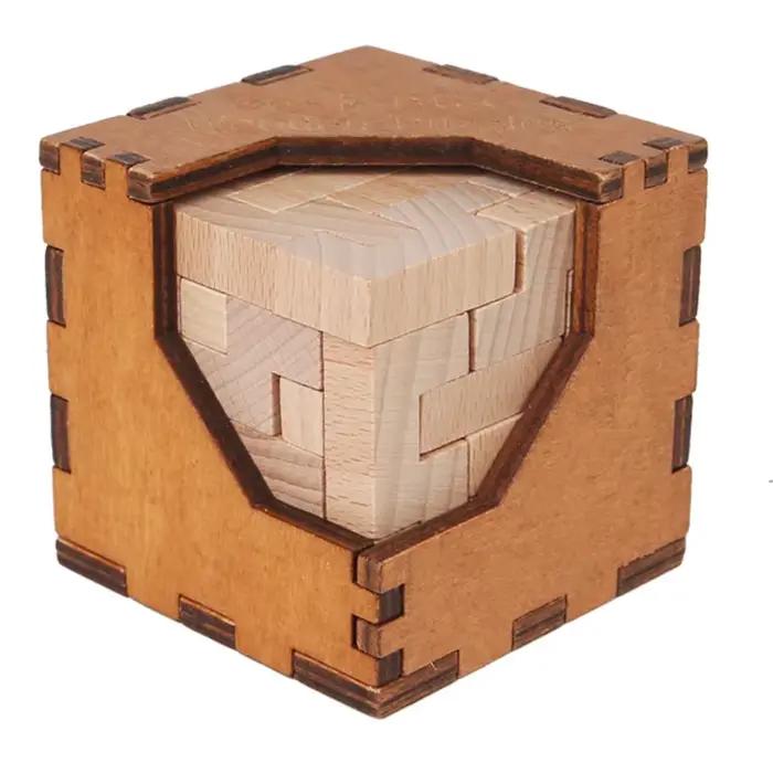 Nouveau jeu de puzzle de boîte de Cube de casse-tête de logique en bois 3D