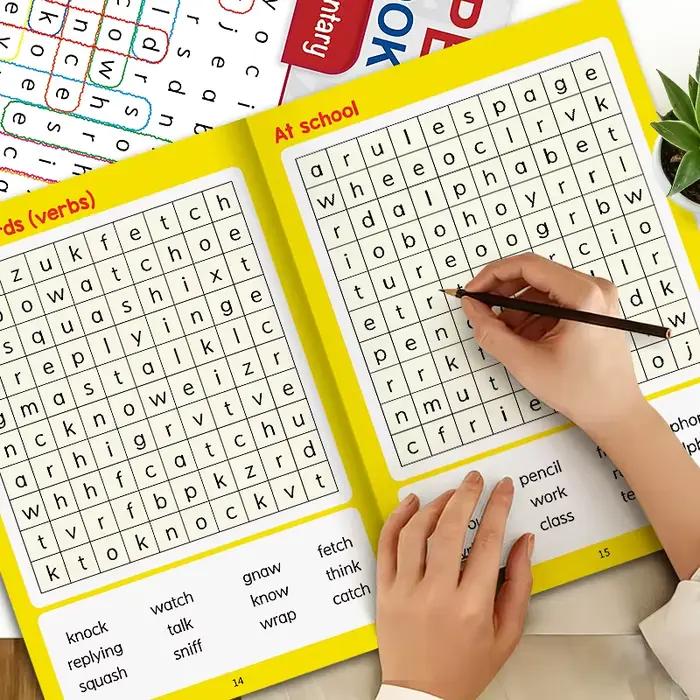 Livre d'orthographe pour enfants, 32 pages, jeu d'orthographe, livre de chasse au trésor, recherche de mots cachés