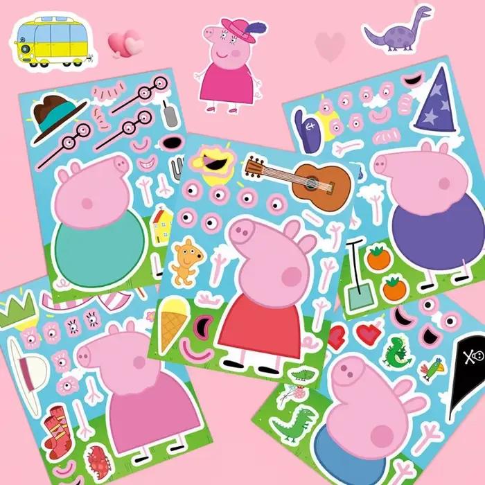 Autocollants de Puzzle Assemblage Peppa Pig Dessin Animé Accessoires Anime Cadeaux Bricolage Occasions Familiales Éducatifs