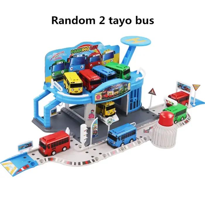 Jouet d'anime coréen : Le petit garage de bus, puzzle à assembler, circuit de transport, station-service, parking avec 2 modèles de bus Tayo