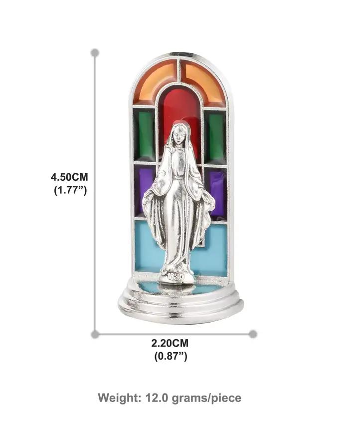 Statue de Notre-Dame de Grâce avec Base de Pâte, Mini Figurine de Collection Auckland, Vitrail d'Église, Arrière-Plan, Décor d'Autel de Prière à la Maison