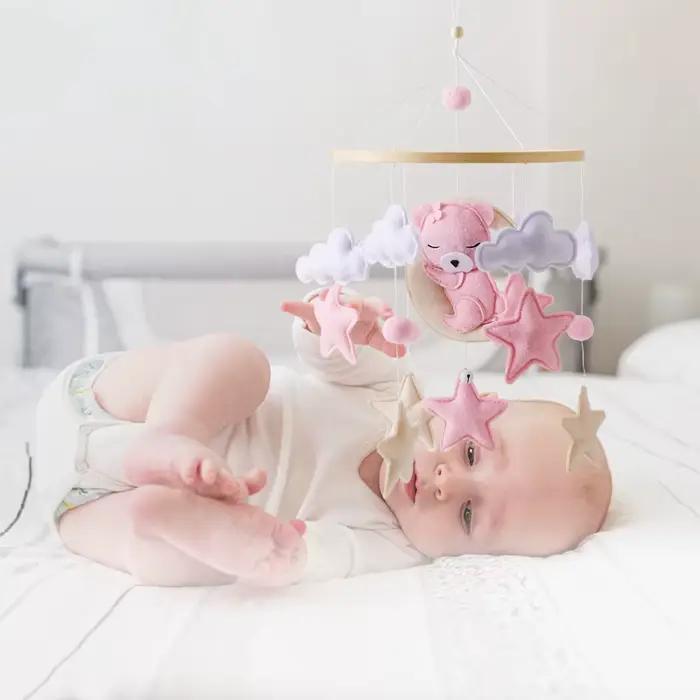Berceau Mobile hochet bébé lit en bois cloche