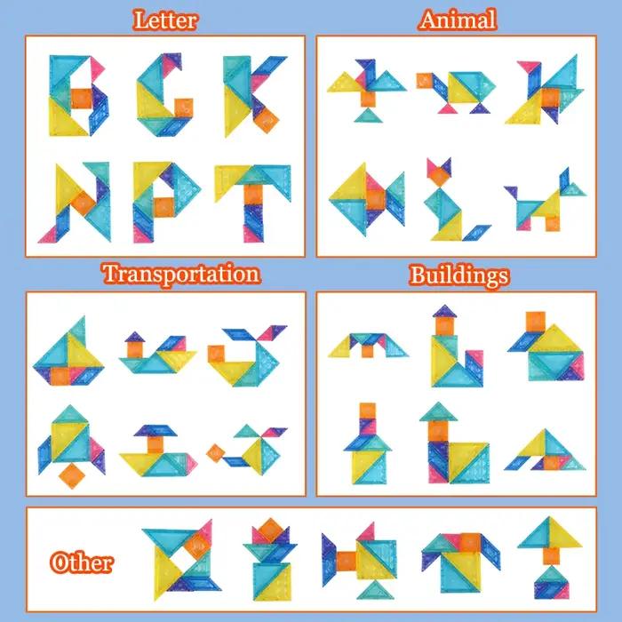 Jouets de puzzle magnétique Montessori Tangram