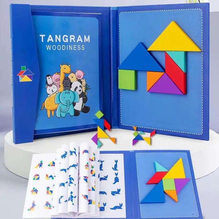 Puzzle Tangram Magnétique Livre Éducatif Forme Géométrique En Bois Pour Enfant Occasions Spéciales Apprendre Les Mathématiques