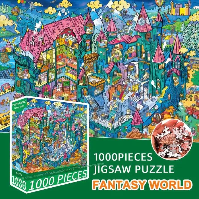 Puzzle de dessin animé de 1000 pièces « Bustling Castle » pour adultes