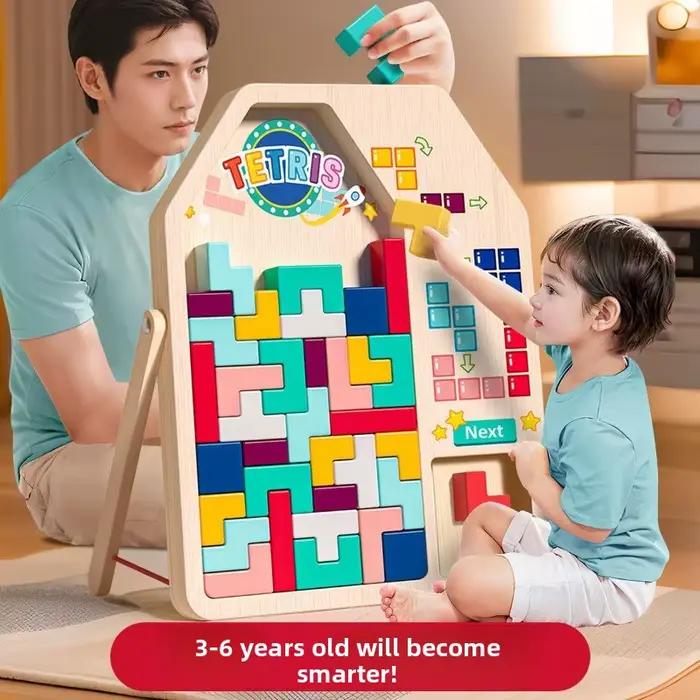 Les activités parent-enfant avec des blocs de construction Tetris développent la pensée cérébrale et entraînent les enfants à résoudre des puzzles.